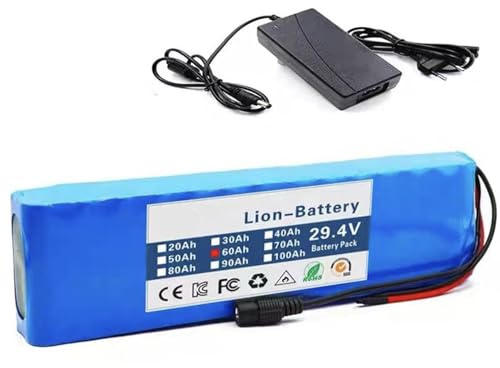 29.4V 60Ah Batteria Agli Ioni Di Litio Per Bicicletta Elettrica 7S3P Batteria Al Litio Per Monopattino Pieghevole Impermeabile Per 100W-500W Scooter Elettrico 29.4V 60Ah,T+DC