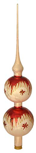 Jingle Bells Lauscha Christbaumspitze Tradition mundgeblasen handbemalt Champagner/Rot Weihnachten Winter Baumspitze 35cm
