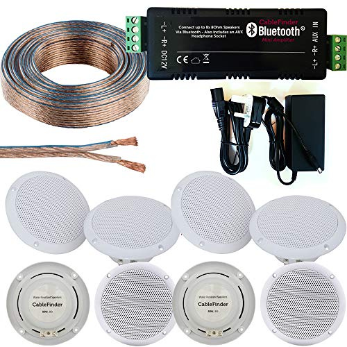 Loops Bar & Restaurant Bluetooth Ceiling Speaker Kit – 8x 80W Moisture Resistant Speakers & Amp Amplifier – Wireless Background Music – Pub, Club, Shop, Café, Office