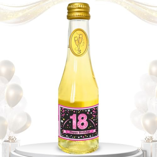Piccolo Beeren Perlwein zum 18. Geburtstag „18 Happy Birthday“ – Pink Schwarz Secco Sekt 0,2L | 8% vol. Alkohol | Geschenkidee mit Stil | Pfeif auf’s Alter