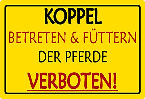 Blechschild 20x30cm gewölbt Koppel Betreten & Füttern Pferde Verboten Deko Geschenk Schild