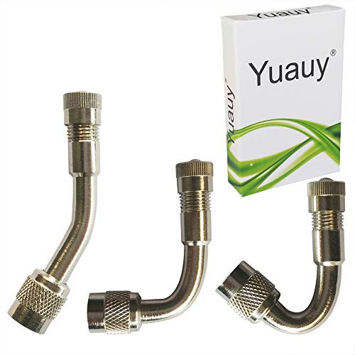 Yuauy (3 Stück 45 90 135 Grad Ventilverlängerung Reifen abgewinkelt Messing Universal Schrader Adapter für Auto Motorrad Fahrrad Roller