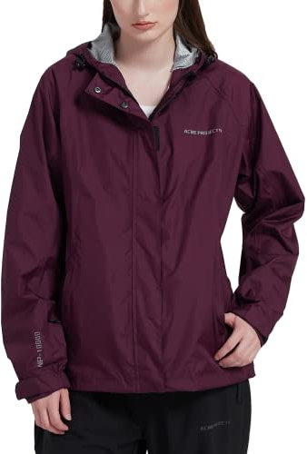 Acme Projects regnjacka 100 % vattentät, andningsbar, tejpad söm, 10 000 mm/3000 gm, YKK-dragkedjor, Vinröd, Women's, 40