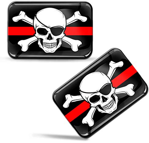 Biomar Labs Piratenflagge Auto Flagge Aufkleber 3D Doming 2er Set F 67