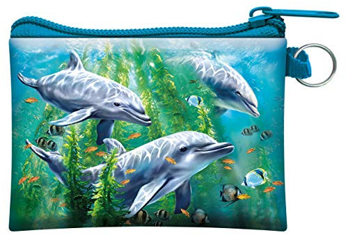 Porte-Monnaie 3D LiveLife - Dauphin sur Lit d'Algues de Deluxebase. Porte-Monnaie & Carte Lenticulaire 3D Océan Fermeture éclair sécurisée avec Illustrations sous Licence Artiste renommé Tami Alba