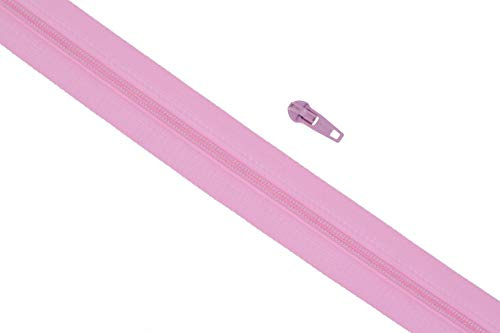 Endlos Reißverschlüsse Kunststoff Spiral fein (rosa - 134, 5 Meter + 10 Zipper)