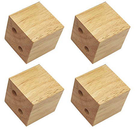 4 Stück Möbelfüße Holz Möbelfüsse Tischbeine Massivholz Quadratischer Holzblock Ersatz Möbelbeine für Sofa Bett Schrank Möbel Beine Ersatz für Stuhl CouchFüße,Holzfarbe