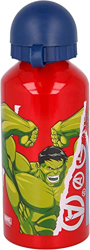 ILS I LOVE SHOPPING Borraccia Scuola Bottiglia Sport in Alluminio per Bambini 400ml con beccuccio retraibile (Avengers Hulk)