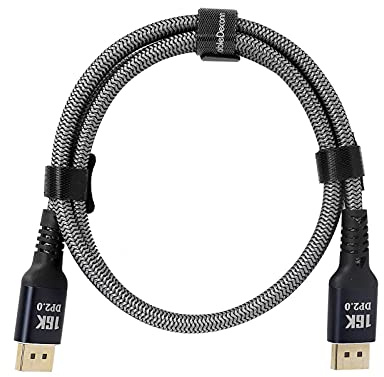 16K DisplayPort 2.0 Cable for Monitor/Projector/Computer/TV, Super High Speed 80Gbps Video Cable Support 16K@60Hz & 10K@60Hz & 3D Dynamic Visual (3.3ft)