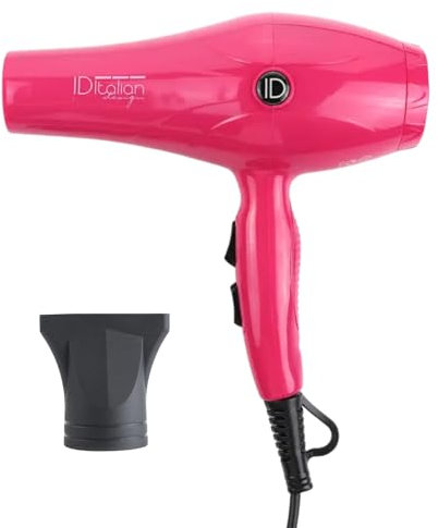 ID Italian Design - Asciugacapelli Rosa | GTI 2600 con motore AC durevole, potenza di 2200 W, beccuccio ad alta precisione e 3 modalità di calore