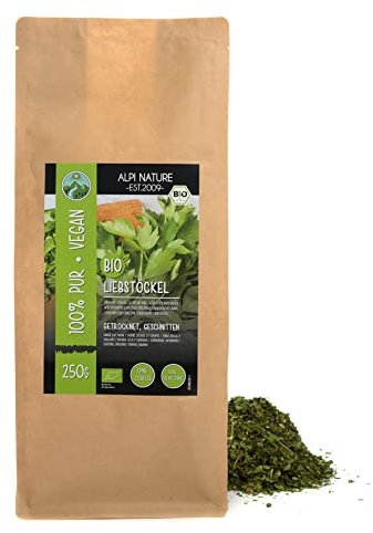 Alpi Nature Organic Lovage 250g 8.8 oz, Dried and Rubbed Lovage Leaves, Spice for Cooking