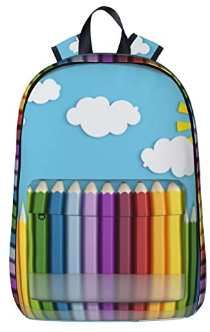 NYHGOXM Rucksack mit Regenbogen-Bleistift-Druck, wasserabweisend, Laptop-Rucksack, Schulanfang und Uni, Schwarz , One size