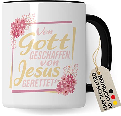 Christus Tasse Geschenkidee Jesus Kaffeetasse Geschenk für Christen Kaffeebecher Christentum Becher (Weiß & Schwarz)