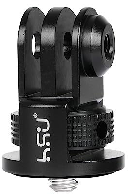HSU Aluminium Action-Kamerahalterung auf 1/4-20 Schraubenadapter für GoPro | Adapter von 1/4-Gewindebohrung auf GoPro-Halterung, passend für GoPro Insta360 Osmo Action Kameras, ideal für Kamerakäfige