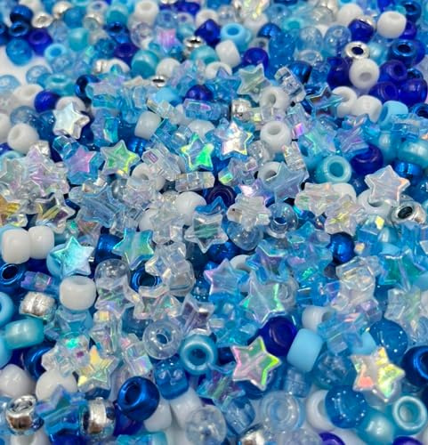 1000 pcs Frozen Blue Pony Beads and Star Beads Mix
