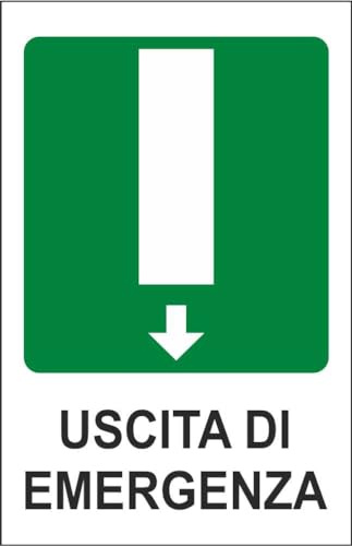 M-ITALY CARTELLO SEGNALETICO - USCITA DI EMERGENZA - Adesivo Extra Resistente, Pannello in Forex, Pannello In Alluminio (20x31, Plastica)