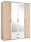 CHICAGO Eleganter Kleiderschrank mit viel Stauraum - Vielseitiger Drehtürenschrank in Artisan Eiche Optik und Absetzungen in Weiß - 159 x 197 x 54 cm (B/H/T)