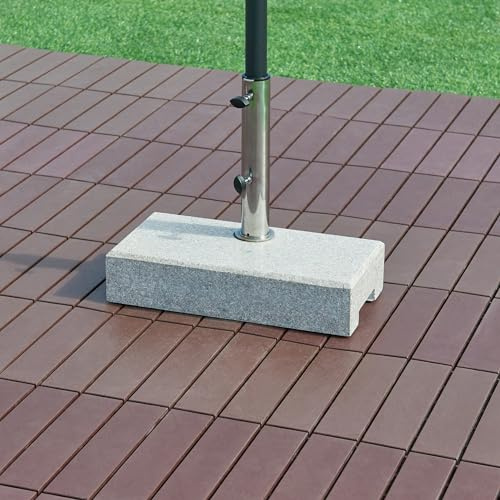 casa.pro Pied de Parasol Rectangulaire Adapté aux Tiges de 25 32 38 49 mm Poids 25 kg Socle Résistant Poignées Encastrées Granit Acier Inoxydable Plastique 45 x 23 x 10 cm Gris