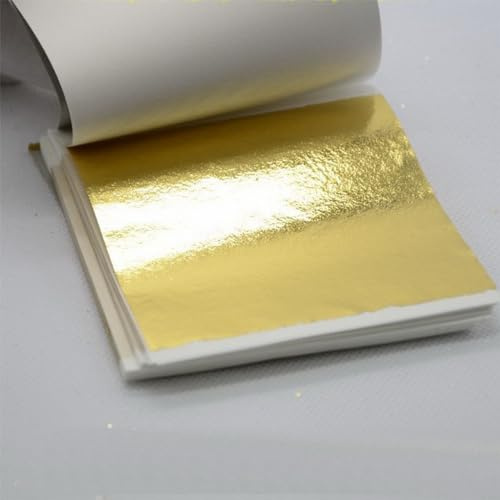 100 hojas de oro puro auténtico de 24 quilates para decoración de hojas de oro (100 unidades doradas)
