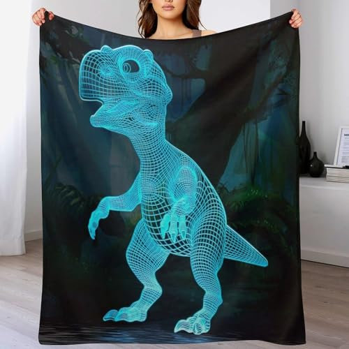 Couverture Polaire avec Motif De Dinosaure, en Flannel Douce Chaude Et Confortable, pour Canapé Ou Lit. Linge De Lit Couvre-lit Couverture（100×130cm）