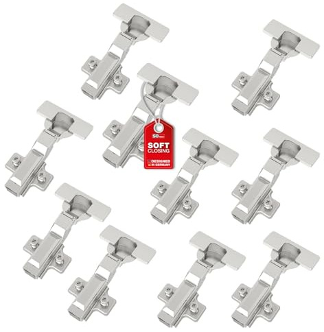SOTECH SMOOTH 10 Stück SOFT-CLOSE Topfbänder 105° Mittelanschlag T45 | mit Montageplatten, Abdeckungen, Schrauben und schnell Montage KLIP, getestet mit 50000 Zyklen