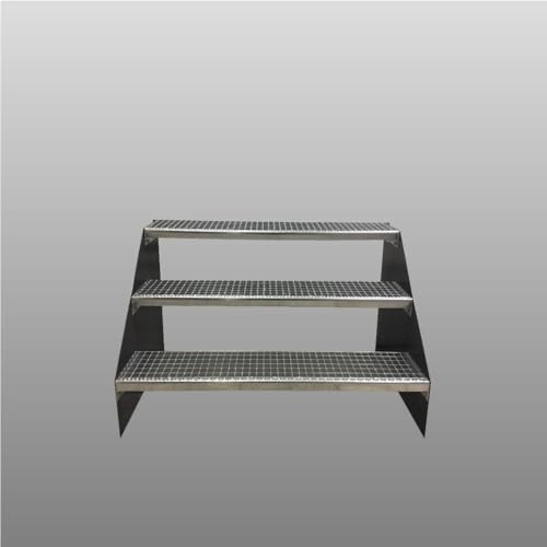 3-stufige Standtreppe freistehend Stahltreppe 80cm breit 63cm hoch Anthrazitgrau