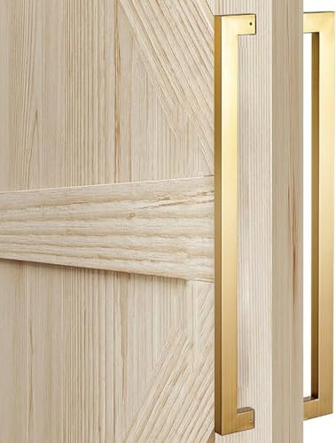 PULaif Sliding Barn Door Handle Set, Stainless Steel Door Pull Handle, Brushed Nickel Finish, for Glass/Wood/Front Doors, Indoor/Outdoor Use(Gold,120cm/47inch)(Gold,60cm/24inch)