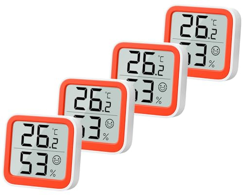 NOKLEAD Mini Thermo-Hygrometer Innen, Digitales Raumthermometer | Digitales Hygrometer mit Temperatur-und Luftfeuchtigkeitsmesser, größere Anzeige mit Komfortsymbol und ℃/℉-Umschaltung