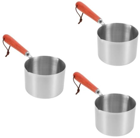 DECHOUS 3pcs Stainless Steel Pot Multi-Functional Sauce Pot Stove Top Small Sauce Pan for Gas Induction Cookers