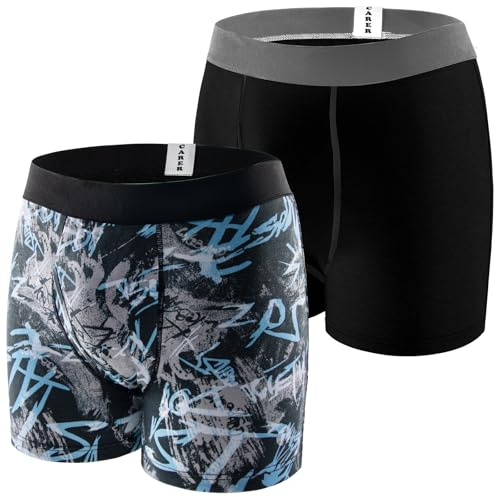 Carer Pack de 2 Calzoncillos para Incontinencia Hombre, Ropa Interior Funcional Reutilizable de Algodón con Almohadilla Absorbente Ergonómica de 100 ml para Pequeñas Pérdidas de Orina Talla XL