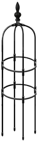 Treillis obélisque de jardin pour plantes grimpantes en métal - Tour haute et légère - Support de plantes d'intérieur en pot pour jardin et pelouse (150 cm)