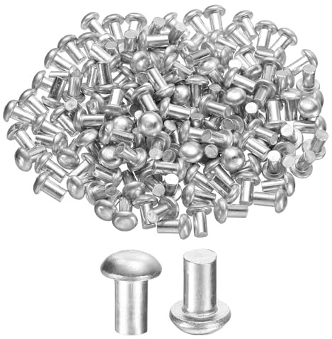 sourcing map Lot de 150 rivets à tête brasero en aluminium massif, M5 de diamètre x 8 mm de long, rivets de bateau à tête ronde en aluminium pour réparation de bateaux, machines, avions, industrie