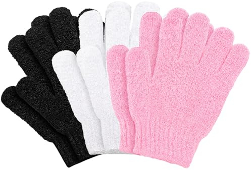 Peeling-Handschuhe, Bambus-Duschhandschuhe, 6 Stück, Peeling-Handschuhe für Bad und Körper, entfernt eingewachsene Haare und abgestorbene Haut für Dusche, Spa, Massage und abgestorbene Hautzellen