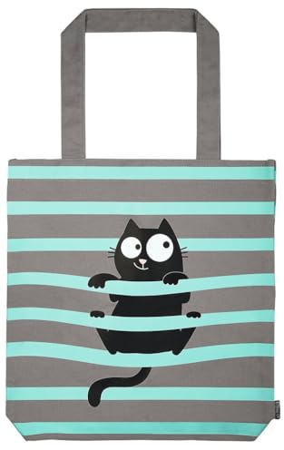 moses. Ed, the Cat Shopper Hangover, tygväska av 100% bomull, rolig katt dissgn, tygväska för shopping, kontor eller universitet, mått: 39 x 42 cm