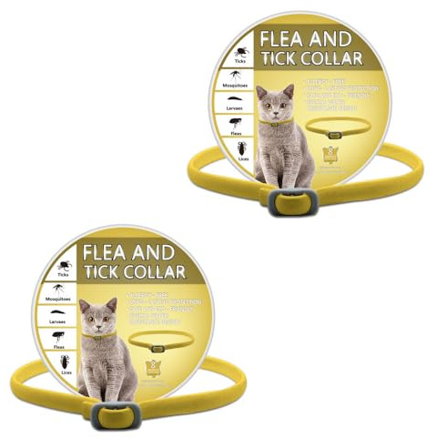 2 Pack Cat Collar, Waterproof & Adjustable, 16-Month Protection for Cats Over 7 Weeks, One Size Fits All