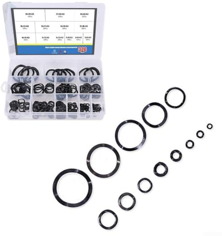 Assortiment de 320 rondelles à ressort de compression en acier au carbone pour boulons, vis et écrous
