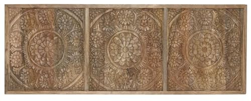Bett-Kopfteil für 135-140-150 cm aus Holz mit 3 braunen Mandalas 162 x 5 x 60,5 cm