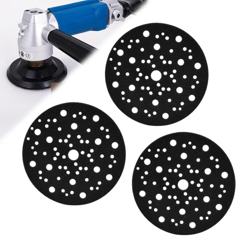 TCETCY 3 Pcs Almohadilla Lijadora Ø150mm 70 Agujeros Compatible Con Mirka 8295612111 Repuesto Almohadilla Esponja Suave con Hook y Loop Protectora para Proteger Los Discos de Lijado Lijadora Orbital