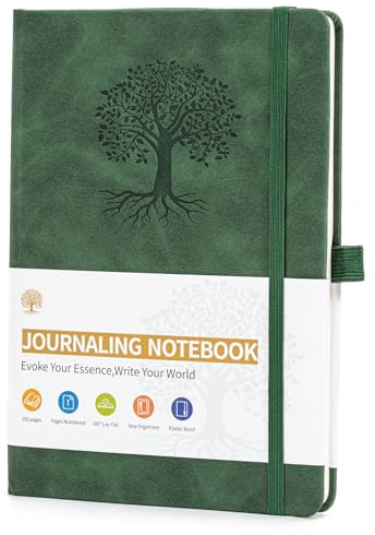 Zoruam Leather Notebook A5, Leather Journal for Men Hardback, 200 Pages, Dark Green A5 Size Lined Journals Note Books for Women Men Work, Writing, Office, School, 15 x 22 cm