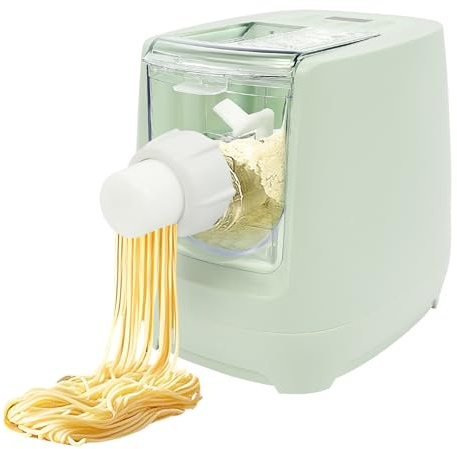 Pasta Maker Noodle Maker Machine with 13 Molds & Product Size(12.99 * 7.48 * 10.23in) & Display Type(Led) & Control Mode(Buttons) Electric Noodle Machine for Families, Restaurants, Kitchens(Green)