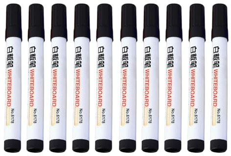 10 marcadores borrables para pizarra blanca de 1,2 mm, tinta a base de agua, secado rápido para rotafolios borrables de color negro, verde o azul