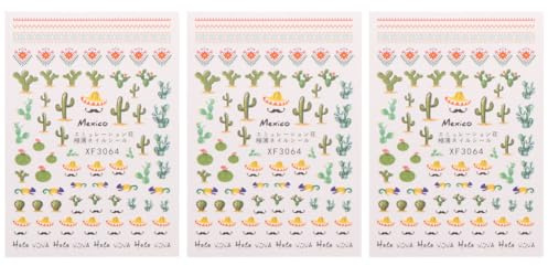 CVUTOVO Adesivi per Unghie Cactus 3 Pezzi in Plastica, Decorazioni per Nail Art Facili da Applicare per Uso Domestico e Feste di Natale