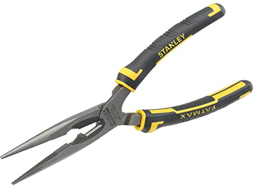 Stanley Max Steel Long Nose Plier 200MM 089 870, Black/Yellow
