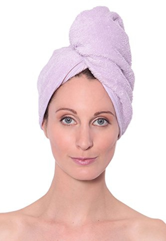 Texere Women's Viscose from Bamboo and Cotton Terry Spa Hair Towel - Fast Drying, Absorbent Hair Wrap Twist Turban for Long, Thick, and Curly Hair (Tya, Lavender Fog, U)