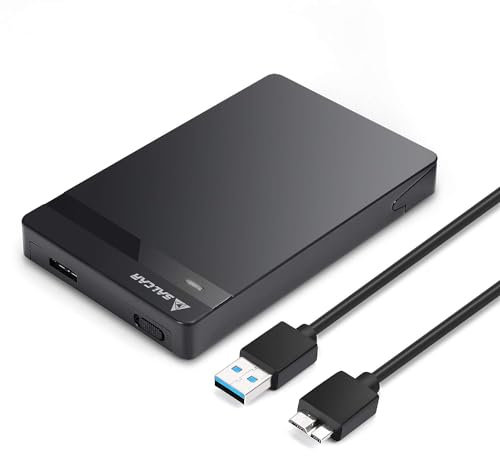 SALCAR 2,5 Zoll USB 3.0 HDD SSD Festplattengehäuse für 2,5 SATA HDD und SSD mit USB 3.0 Kabel, werkzeuglos (Schwarz)