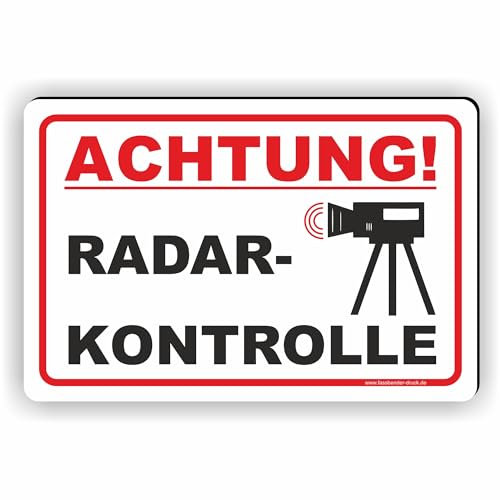 ACHTUNG RADARKONTROLLE/Blitzer/Geschwindigkeitsmessung - SCHILD/D-043 (30x20cm Schild)