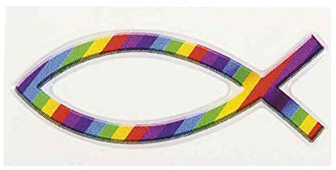 Autoaufkleber Fisch Ichthys Regenbogen (gestreift)