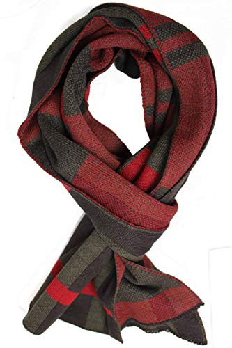 Rotfuchs Strick Schal Damenschal Winterschal Herrenschal Karo & Doubleface grün rot 180 x 27 cm Made in Germany R553