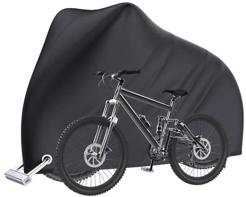 Bike Cover Waterproof 190T Bicycle Cover with Lock Holes Bike Covers for Outside Storage Anti Rain UV Bike Covers with Storage Bag for Mountain Bike Road Bike, 200 x 70 x 110cm