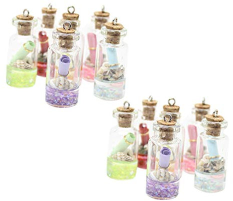 EXCEART Clear Earrings Decked Accessories 12pcs Tiny Glass Bottles Wishing Necklace Pendant Cork Vials Pendant Charms Jewelry Making Keychain Charms Mixed Color Clear Earrings Earings